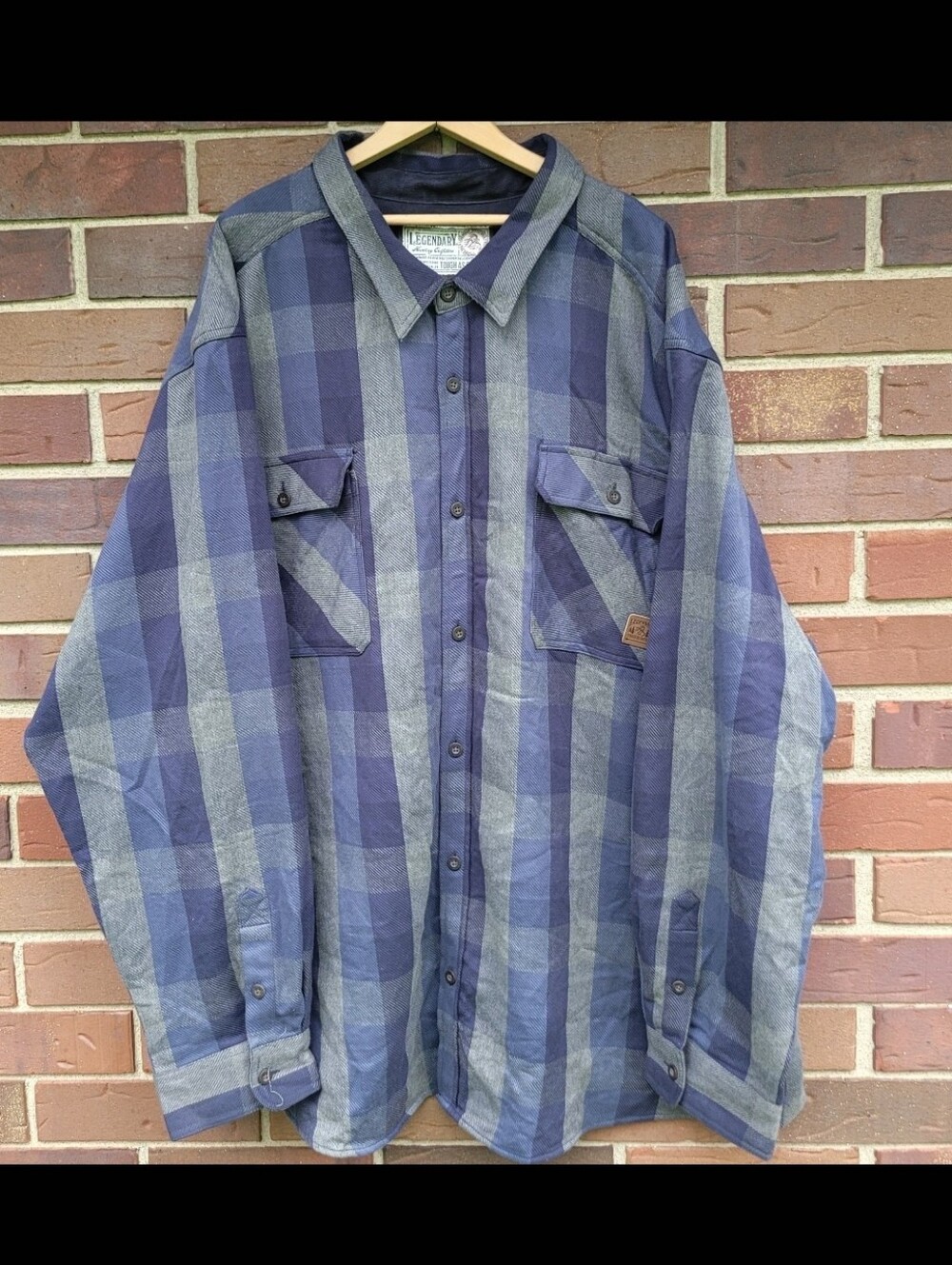 Legendary Whitetails Blue Gray Plaid Tough as Buck Heavyweight Flannel Shirt 5XL